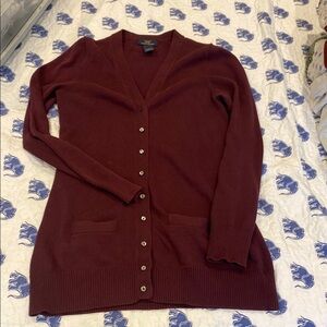 Brooks Brothers 346 Burgundy Cardigan Button Down Sweater